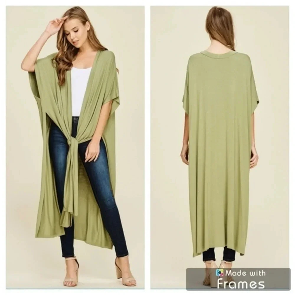 NWT annabelle boutique Soft knit oversized duster cardigan (light olive)
